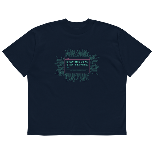 STS “Stay Hidden Stay Secure” Cybersecurity Oversized Organic High-Neck T-Shirt