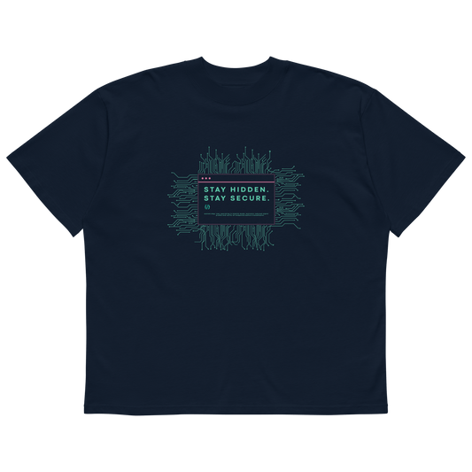 STS “Stay Hidden Stay Secure” Cybersecurity Oversized Organic High-Neck T-Shirt