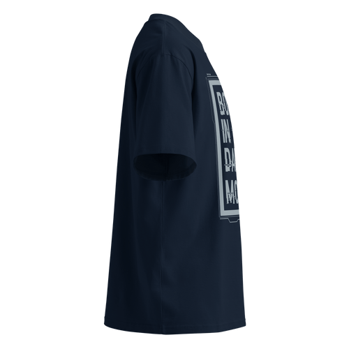 Born in Dark Mode – Oversized Organic High-Neck T-Shirt