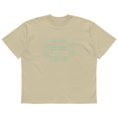 STS “Stay Hidden Stay Secure” Cybersecurity Oversized Organic High-Neck T-Shirt