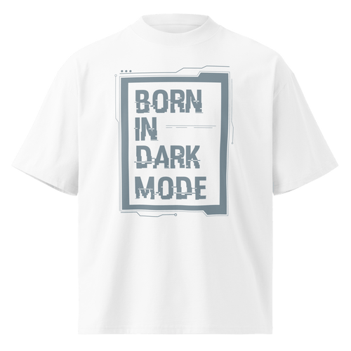 Born in Dark Mode – Oversized Organic High-Neck T-Shirt