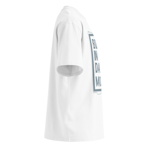 Born in Dark Mode – Oversized Organic High-Neck T-Shirt