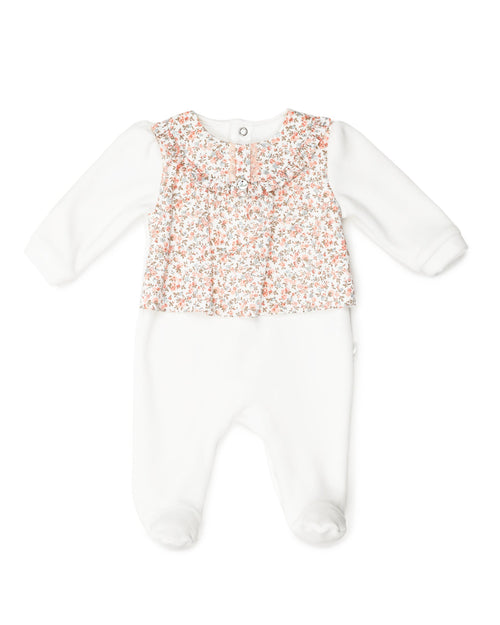 PURETE - Ivory Floral Velour Footie
