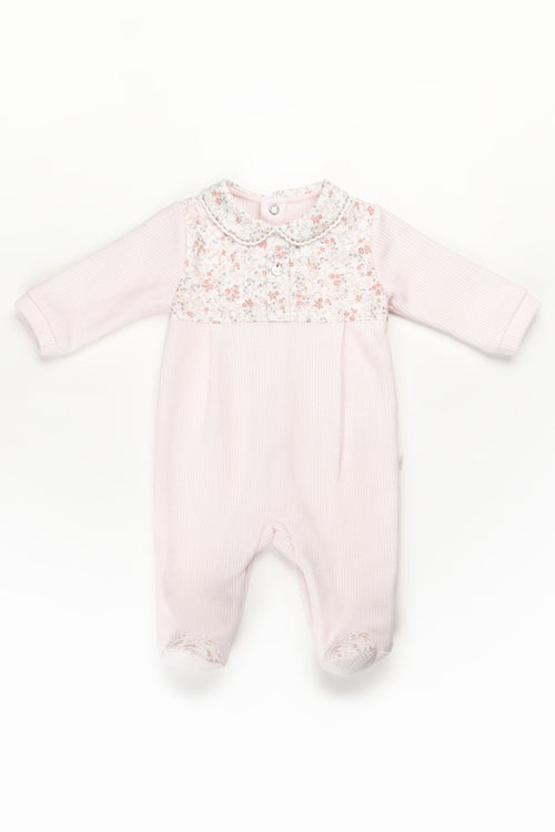 PURETE - Floral Pink Velour Footie