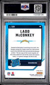Graded 2024 Panini Donruss Ladd McConkey #328 Optic Preview Red Wave Rookie RC Football Card PSA 10 Gem Mint