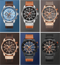 Men's Waterproof Elegant Sport Watch With Chronometers Day View, Leather  Belts And Hardlex Scratch Resistant Glass Perfect Gift For Him
