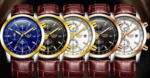 Men's  Waterproof Watch With Chronometers Date Display And Fluorescent Pointers Excellent Look Perfect Gift