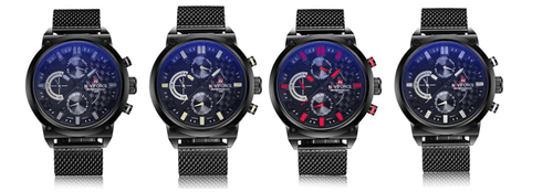 Men's Multifunction Analog Quartz Watches Waterproof Wrist Watch With Stainless Steel Mesh Band Excellent Design Perfect Gift
