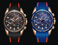 Men's Waterproof Modern Watch With Rubber Straps Multifunction Watches Unique Design Perfect Gift
