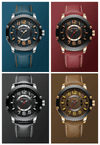 Men's Waterproof  Sport Watch With Leather  Belts  And Large Numbers Details Unique Design Perfect Gift
