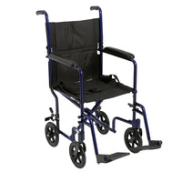 Lightweight Transport Wheelchair, 19" Seat, Blue RIO Medical Supplies