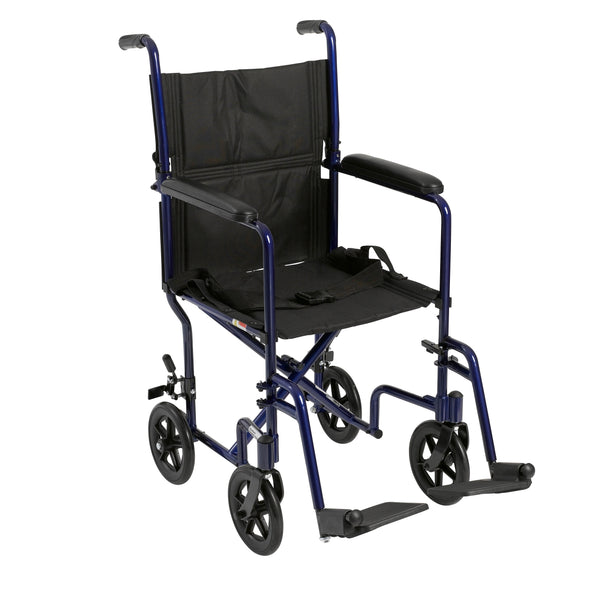 Lightweight Transport Wheelchair, 19" Seat, Blue RIO Medical Supplies