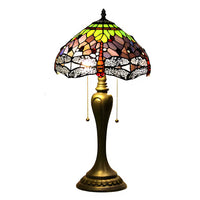 Vintage Tiffany-Style Lamp with Dragonfly Glasswork