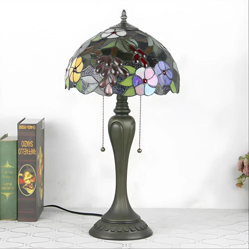 Tiffany-Inspired Lamp with Vintage Grape Glasswork