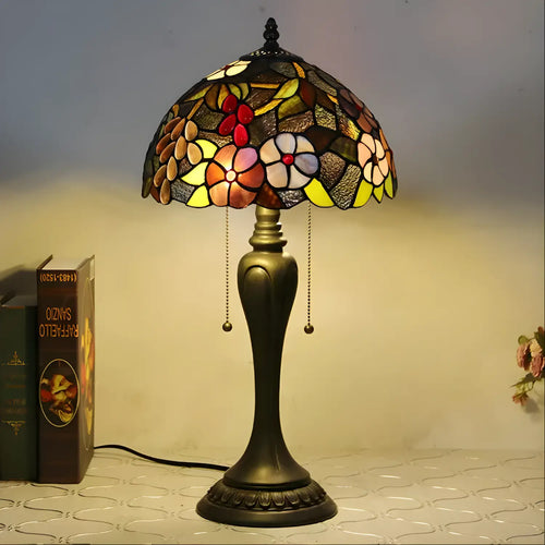 Tiffany-Inspired Lamp with Vintage Grape Glasswork