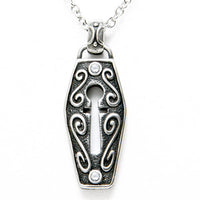 Vintage Silver Keyhole Unlock Necklace Gothic Coffin Charm