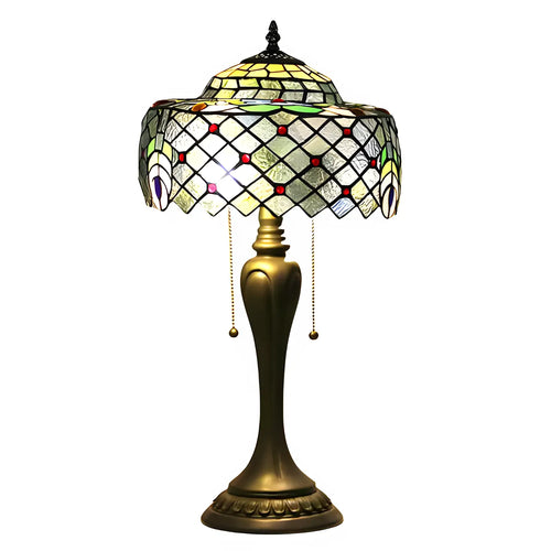 Vintage Tiffany-Inspired Lamp Shades in Peacock Glasswork