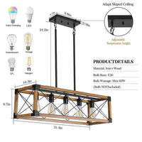 Vintage Wood Pendant Light – 5 Light Hanging Fixture