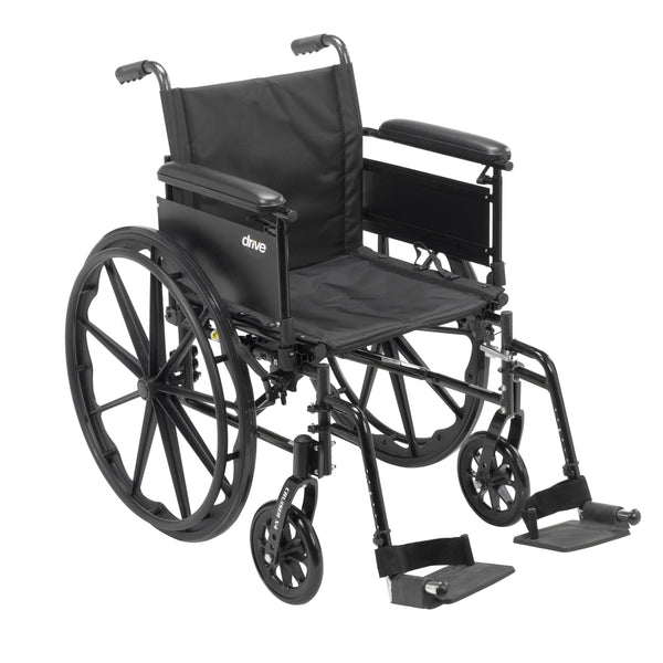 Cruiser X4 Lightweight Dual Axle Wheelchair with Adjustable Detachable Arms, Full Arms, Swing Away Footrests, 20" Seat RIO Medical Supplies