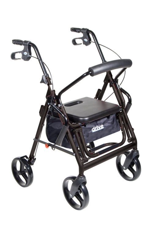 Duet Dual Function Transport Wheelchair Rollator Rolling Walker, Black RIO Medical Supplies