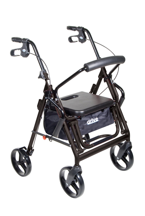 Duet Dual Function Transport Wheelchair Rollator Rolling Walker, Black RIO Medical Supplies