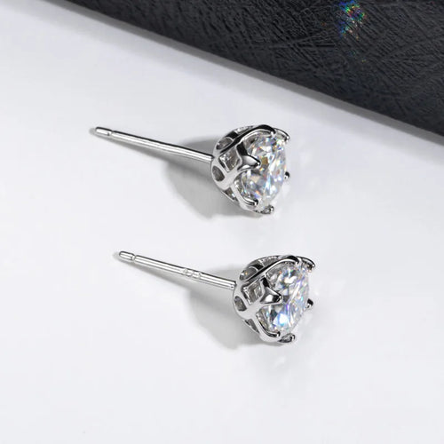 VVS D Color Russian Cut Moissanite Stud Earrings 1/2/4 CT S925 Sterling Silver