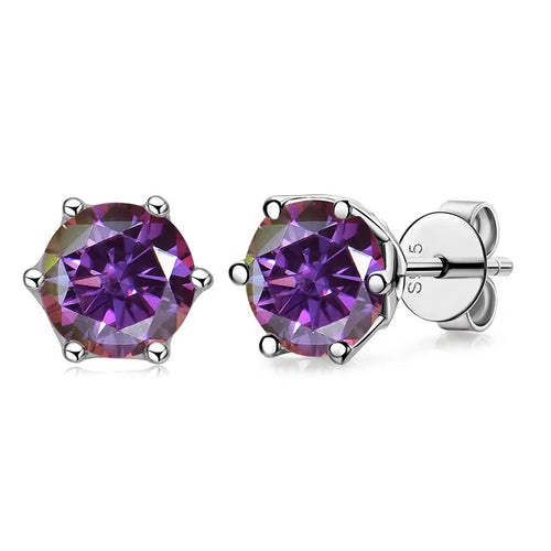 VVS D Color Russian Cut Moissanite Stud Earrings 1/2/4 CT S925 Sterling Silver