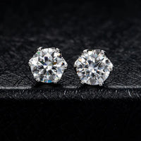 VVS D Color Russian Cut Moissanite Stud Earrings 1/2/4 CT S925 Sterling Silver