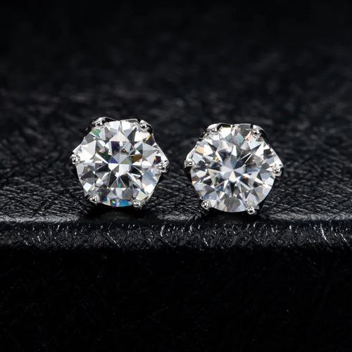 VVS D Color Russian Cut Moissanite Stud Earrings 1/2/4 CT S925 Sterling Silver