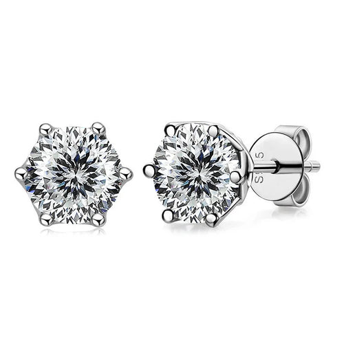 VVS D Color Russian Cut Moissanite Stud Earrings 1/2/4 CT S925 Sterling Silver