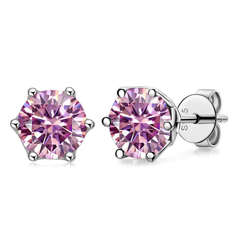 VVS D Color Russian Cut Moissanite Stud Earrings 1/2/4 CT S925 Sterling Silver