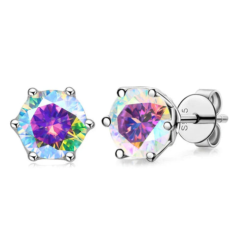 VVS D Color Russian Cut Moissanite Stud Earrings 1/2/4 CT S925 Sterling Silver