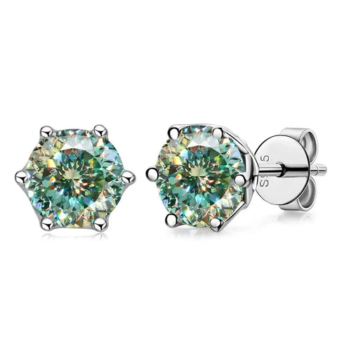 VVS D Color Russian Cut Moissanite Stud Earrings 1/2/4 CT S925 Sterling Silver