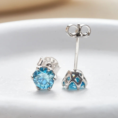 VVS D Color Russian Cut Moissanite Stud Earrings 1/2/4 CT S925 Sterling Silver