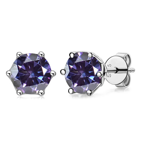 VVS D Color Russian Cut Moissanite Stud Earrings 1/2/4 CT S925 Sterling Silver