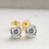 VVS D Moissanite Stud Earrings 925 Sterling Silver 18K Gold Plated Wedding