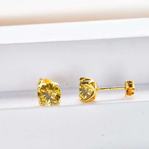 VVS D Moissanite Stud Earrings 925 Sterling Silver 18K Gold Plated Wedding