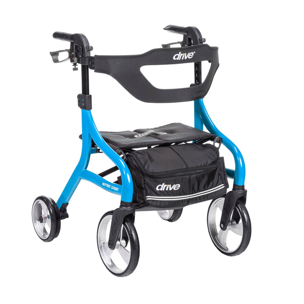 Nitro Sprint Rollator Rolling Walker, Hemi Height, Blue RIO Medical Supplies