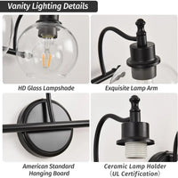 Wall Lights Bedroom Vanity with Glass Shades and E26 Socket