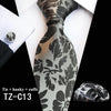 Wedding Bridegroom Floral Print Silk Necktie With Cufflinks Set Fashion High Quality Necktie Set For Men