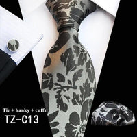 Wedding Bridegroom Floral Print Silk Necktie With Cufflinks Set Fashion High Quality Necktie Set For Men