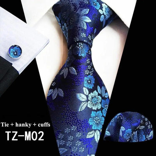 Wedding Bridegroom Floral Print Silk Necktie With Cufflinks Set Fashion High Quality Necktie Set For Men
