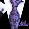 Wedding Bridegroom Floral Print Silk Necktie With Cufflinks Set Fashion High Quality Necktie Set For Men