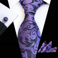 Wedding Bridegroom Floral Print Silk Necktie With Cufflinks Set Fashion High Quality Necktie Set For Men