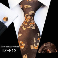 Wedding Bridegroom Floral Print Silk Necktie With Cufflinks Set Fashion High Quality Necktie Set For Men