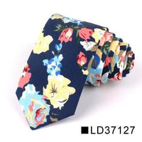 Wedding Men Floral Tie Skinny Cotton Casual Neck Tie Elegant Neckties Flower Print Fashionable Design