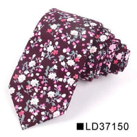 Wedding Men Floral Tie Skinny Cotton Casual Neck Tie Elegant Neckties Flower Print Fashionable Design