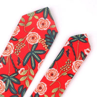 Wedding Men Floral Tie Skinny Cotton Casual Neck Tie Elegant Neckties Flower Print Fashionable Design
