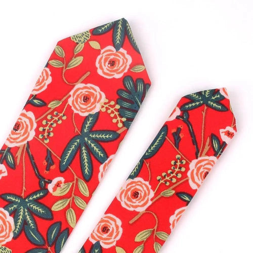 Wedding Men Floral Tie Skinny Cotton Casual Neck Tie Elegant Neckties Flower Print Fashionable Design