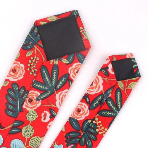 Wedding Men Floral Tie Skinny Cotton Casual Neck Tie Elegant Neckties Flower Print Fashionable Design